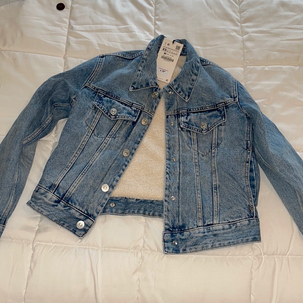Zara Sherpa Denim Jacket